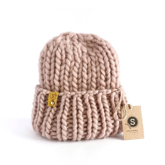 czapki damskie Wełniana czapka zimowa WOOLY pudrowy róż