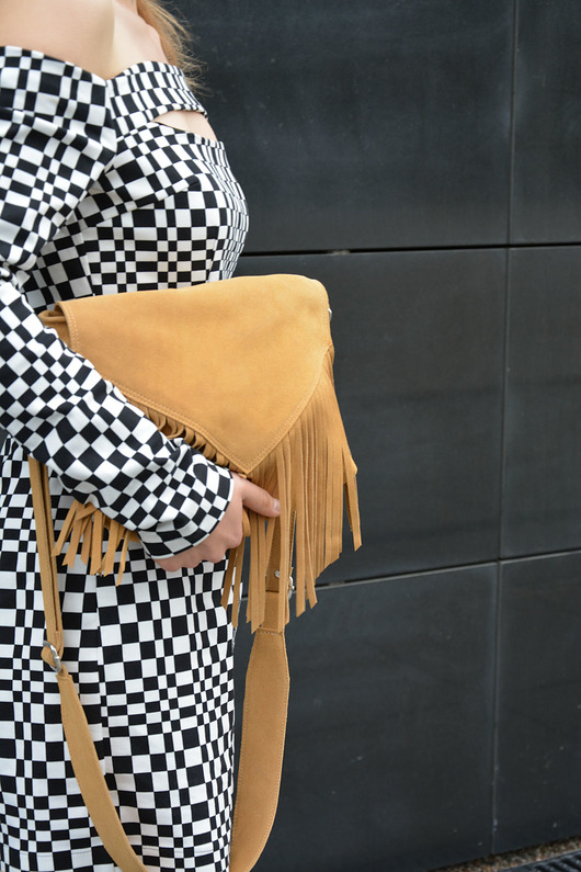 torby na ramię Velope Bag torba z frędzlami miodowa żółta