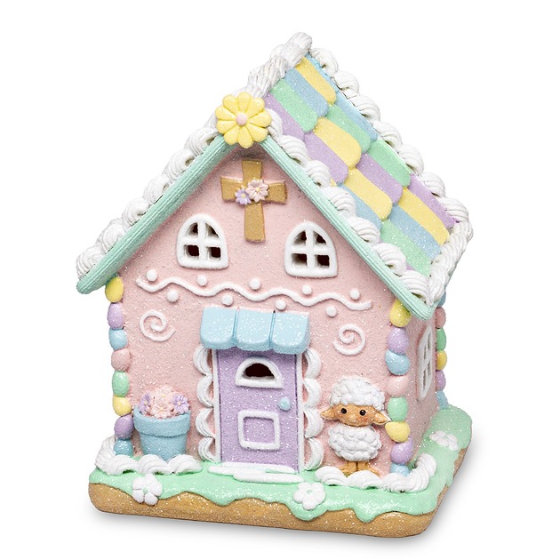 figurki i rzeźby Dekoracja - wielkanocny domek LED 16x13x10 cm PASQUA