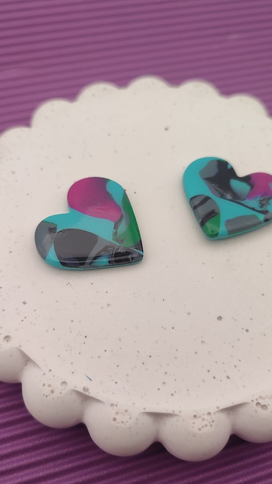 kolczyki z masy plastycznej Kolczyki HEART Simple mix