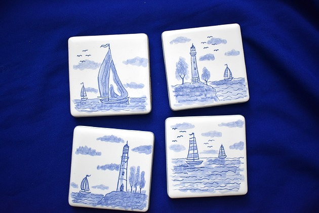 podkładki do kuchni Podkładki ręcznie malowane- motywy morskie