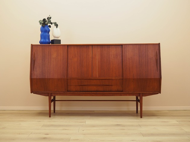 komody Highboard tekowy, duński design, lata 60, produkcja: Dania