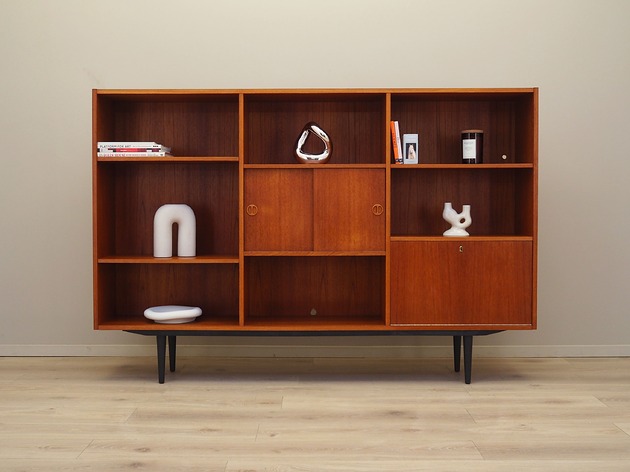 regały i półki Biblioteczka tekowa, duński design, lata 70, produkcja: Dania
