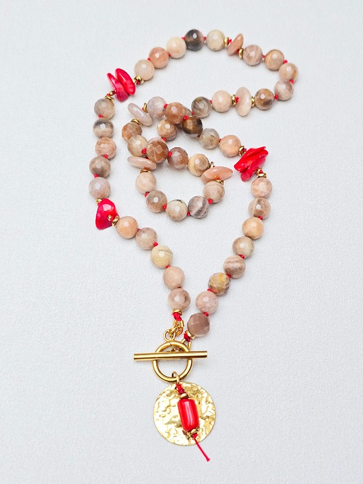 naszyjniki - inne Naszyjnik Słoneczny z Czerwonym Akcentem