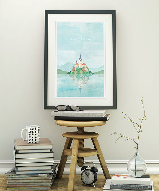 plakaty Jezioro Bled Słowenia - vintage plakat 50x70 cm