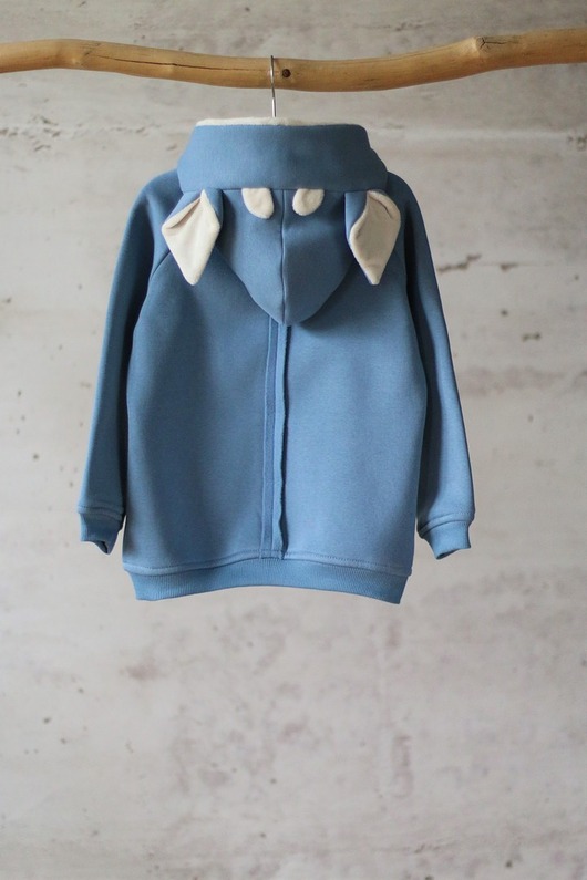 bluzy dla chłopców Bluza z kapturem z uszami jelonka dla dziecka błękitna