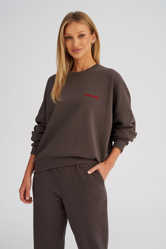 bluza bez kaptura damska Bluza bez kaptura LOOSE FIT steel damska