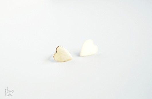 16k Gold Plated Heart Shaped Studs Le Boho Bleu