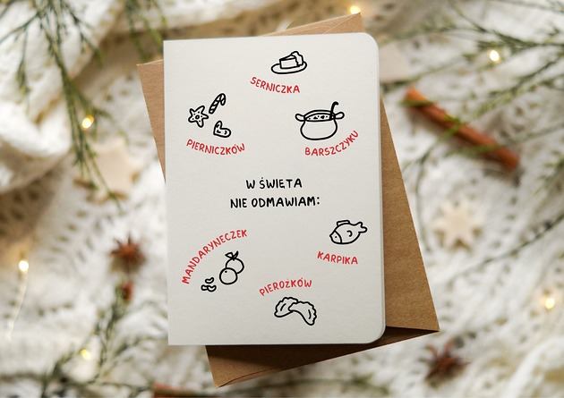 kartki okolicznościowe - wydruki Kartka na Boże Narodzenie, potrawy świąteczne, w Święta nie odmawiam