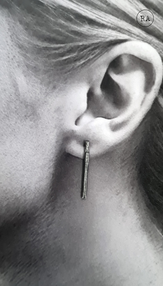 kolczyki srebrne STIX Srebro - kolczyki oksydowane sztyfty