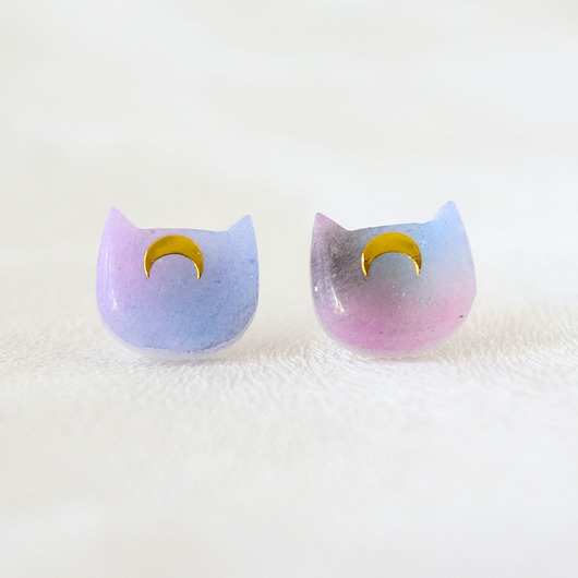 Kolczyki sztyfty galaxy koty Lemon Lovely