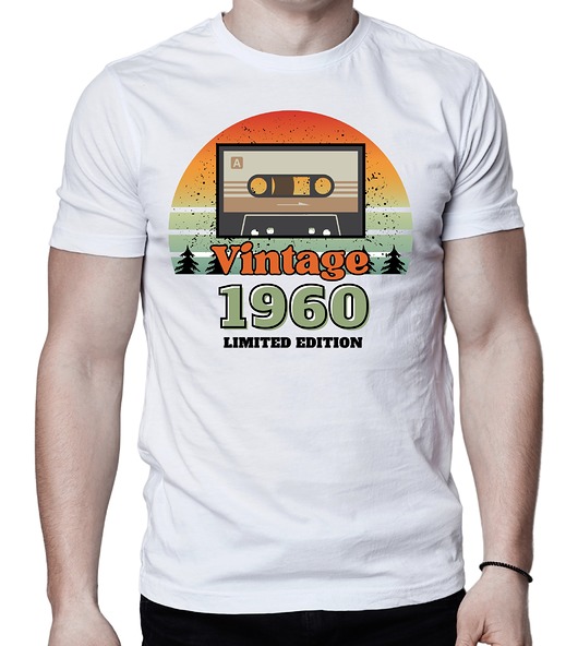 t-shirty męskie Koszulka 1960 rok urodziny vintage kaseta retro