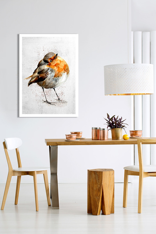 obrazy OBRAZ NA PŁÓTNIE -AKWARELOWY PTASZEK 40x60cm