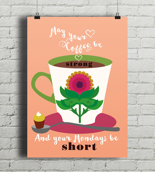 May your Coffee be strong - plakat art giclee minimalmill