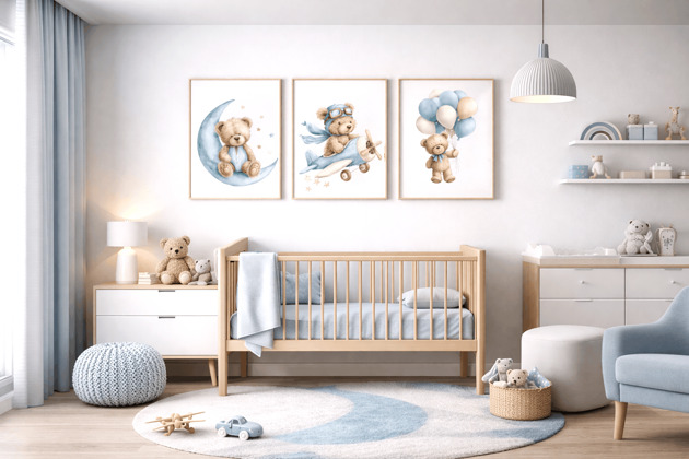 obrazy i plakaty do pokoju dziecięcego Plakaty dla dzieci Miś, Plakaty dla chłopca z misiem