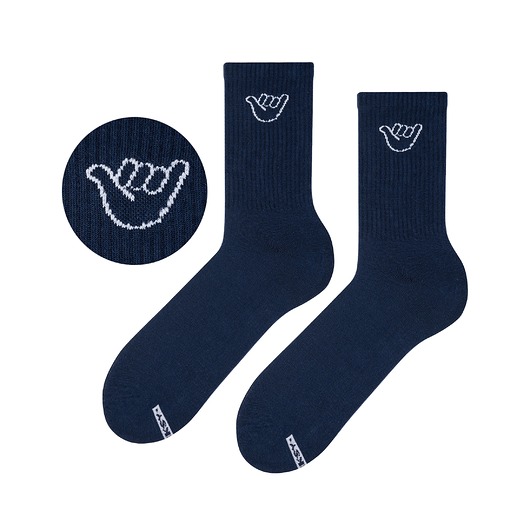 skarpetki damskie Granatowe skarpetki długie SURF SHAKA bawełniane, unisex, sportowe