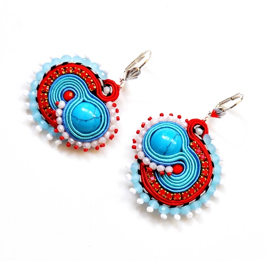kolczyki soutache Sutaszowe kolczyki BLUE RED