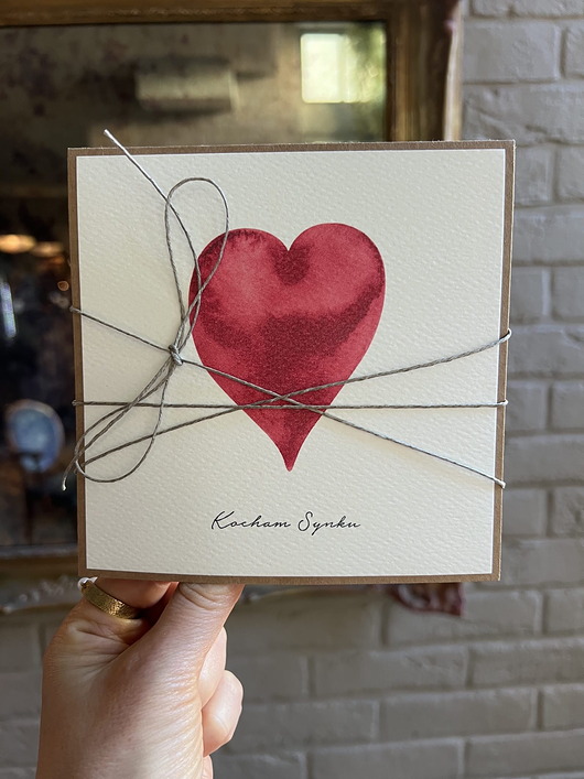 kartki scrapbooking Wyjątkowa kartka na walentynki - walentynka z sercem dla syna - Kocham Synku