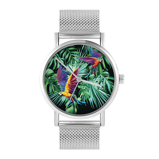 zegarki damskie Zegarek - Papugi, tropikalny - bransoleta mesh