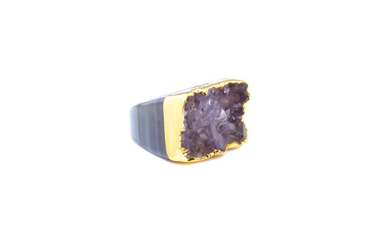 InspiRING 1/4 Gold Ametyst rozmiar 15 Brazi Druse Jewelry