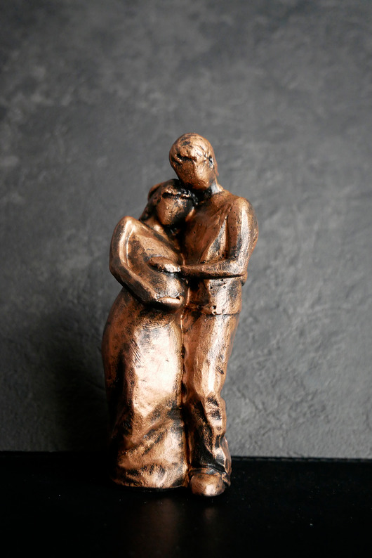 figurki i rzeźby Rzeźba z gipsu, Rodzina, brązowe złoto, wys. 10,3 cm