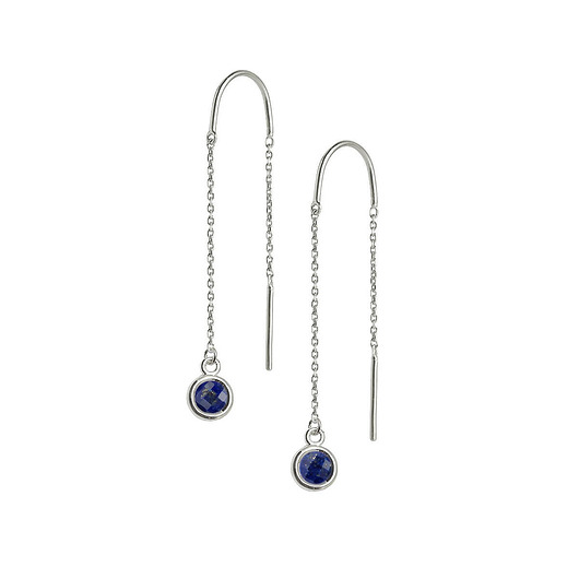 kolczyki srebrne Aura - Srebrne kolczyki z lapisem lazuli na łańcuszku