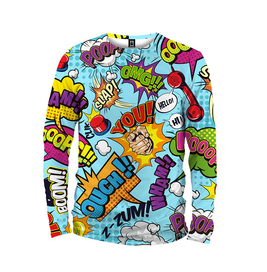 bluzy męskie Koszulka Longsleeve Męska DR.CROW Komiks Blue