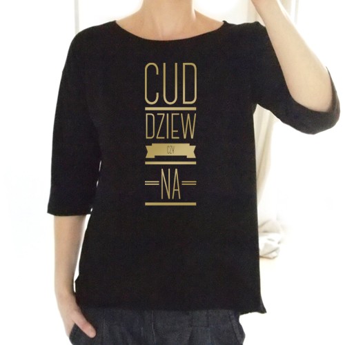 Cud dziewczyna gold Asymetryczna czarny Oversize ONE MUG A DAY