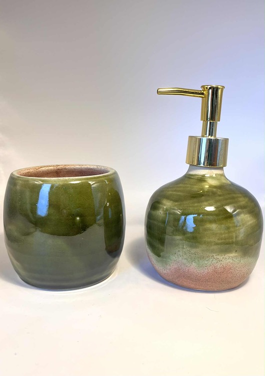 mydelniczki Zestaw łazienkowy akcesoria Dozownik na mydło Mydelniczka, zielona łazienka