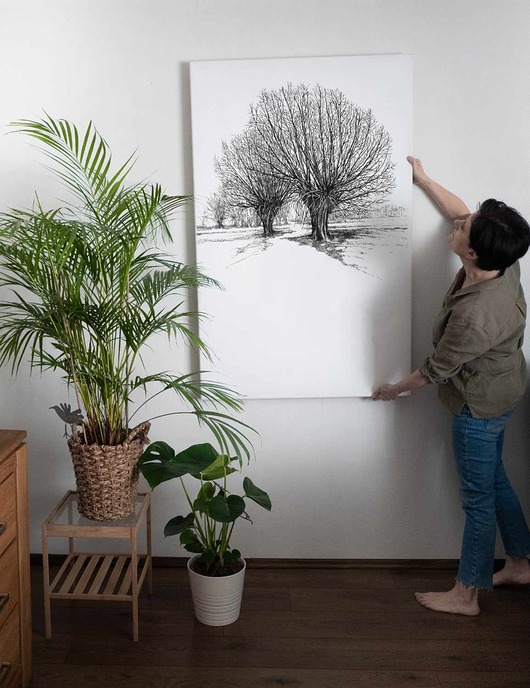 grafiki i ilustracje Wierzba 140x90 na płótnie