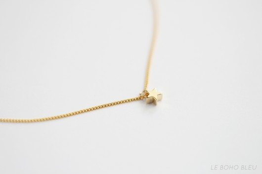 16k Gold Plated Tiny Star Necklace Le Boho Bleu