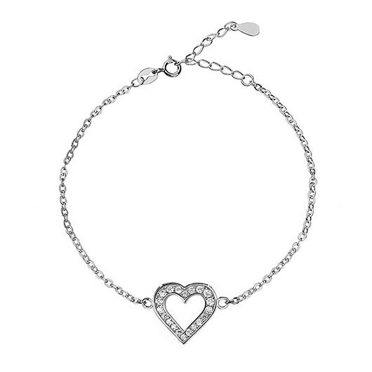 Bransoletka serduszko z cyrkoniami - srebro 925 ZOKO STORE