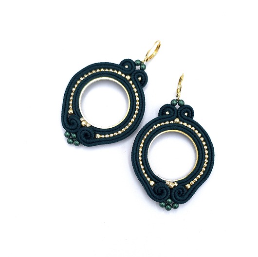 kolczyki soutache Kolczyki sutasz zielone kółka Jolly lekkie okrągłe romantyczne