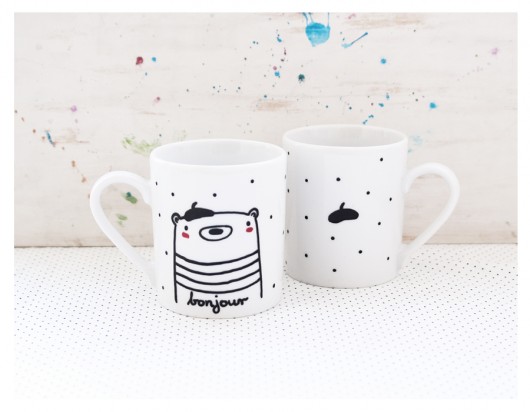 Bonjour - porcelanowy kubek z Misiem  miamilu