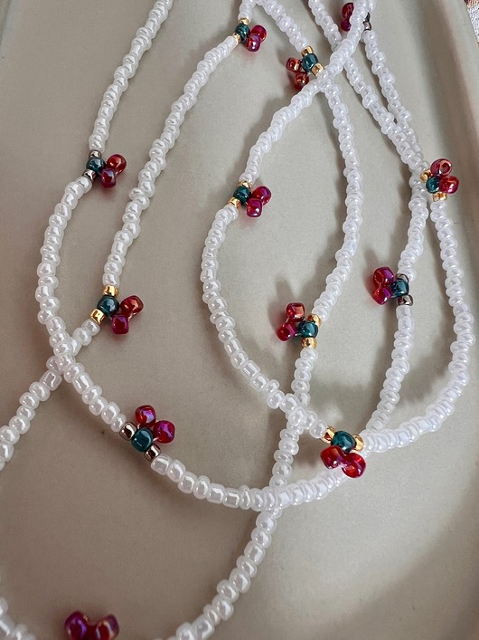 wisiory Handmade naszyjnik z wisienkami z koralików toho