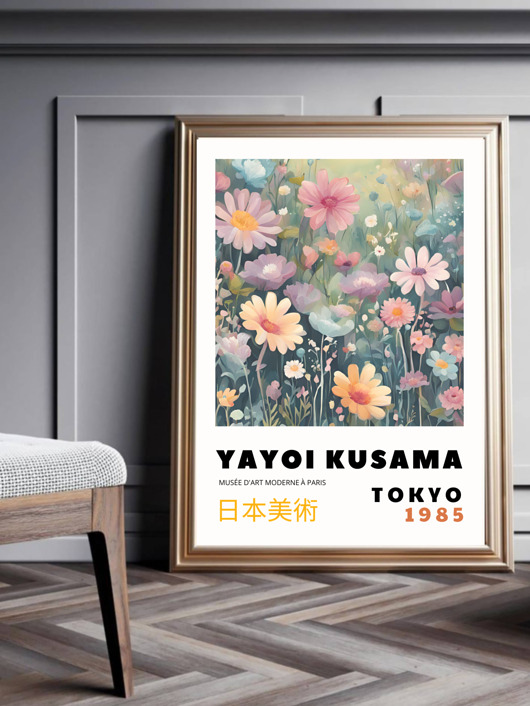 plakaty PLAKAT dekoracyjny , Yayoi Kusama, wystawowy, kwiaty