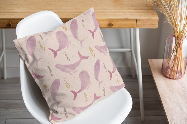 poduszki z grafiką Poduszka dekoracyjna - Pink Whales
