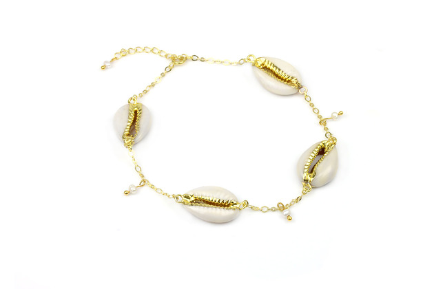 Bransoletka Na Kostkę Muszelki złoto Brazi Druse Jewelry