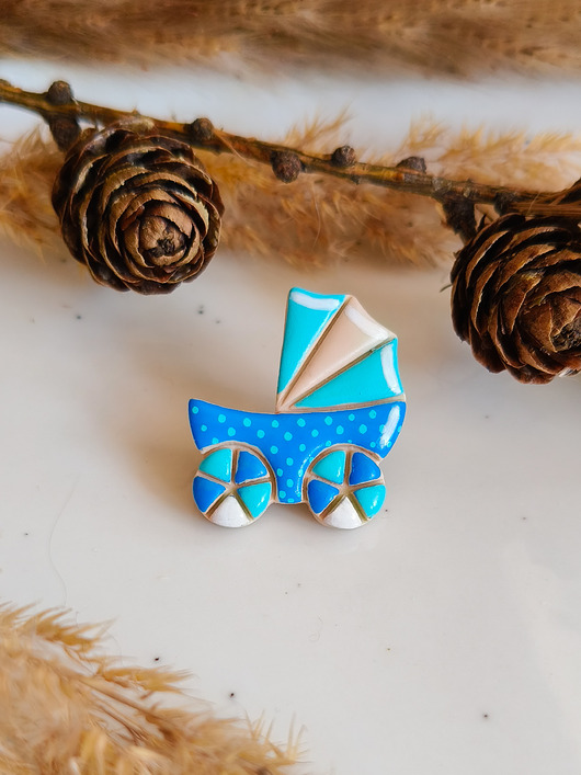 przypinki Pin wózek akcesoria na baby shower prezent z okazji chrzcin, mały prezent