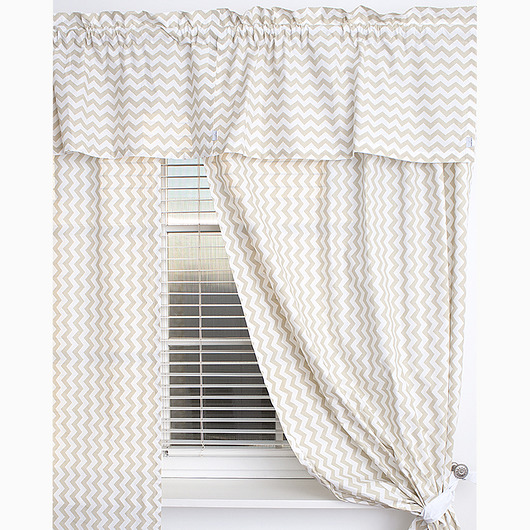 Zasłony  beżowo-białe w zygzaki Roomee Decor