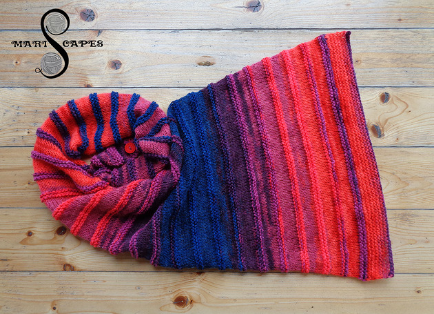 szale damskie UNIKAT szal-kameleon "Red & Blue"
