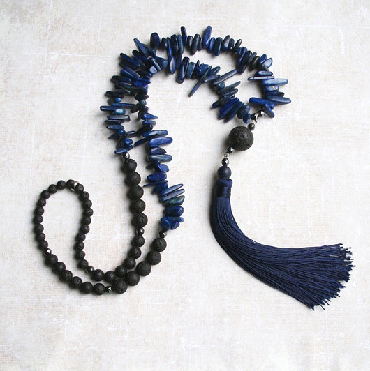 LUX. unikatowy wisior BOHO :: LAPIS LAZULI  kaktusia