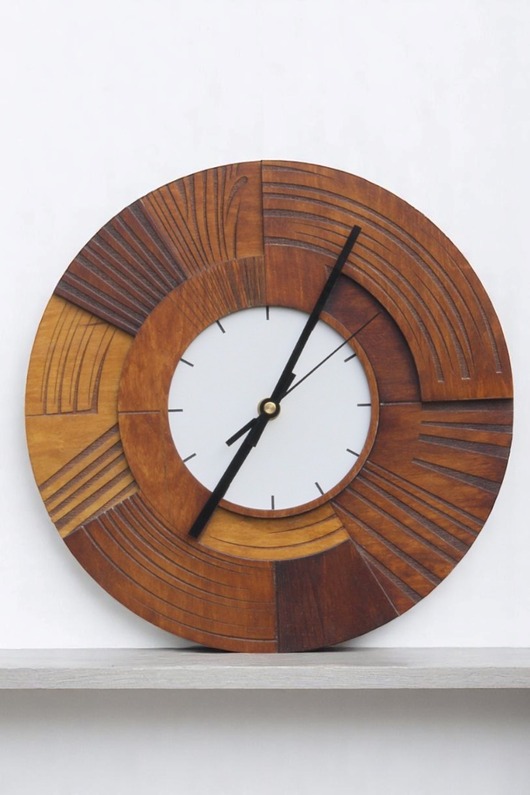 zegary Zegar Drewniany ścienny - Duży  48cm -  Cichy Mechanizm