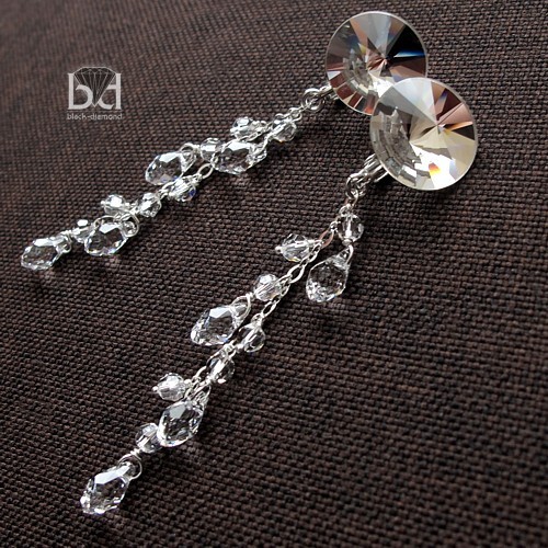 Ślubne Klipsy kryształ Swarovski Black Diamond