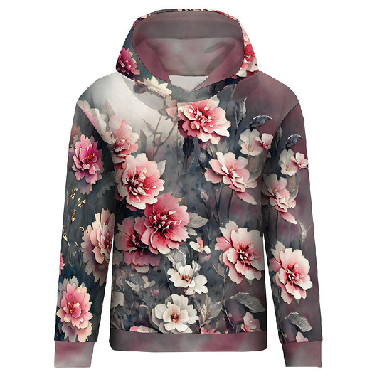 bluza z kapturem damska Bluza damska klasyczna z kapturem - VINTAGE FLOWERS