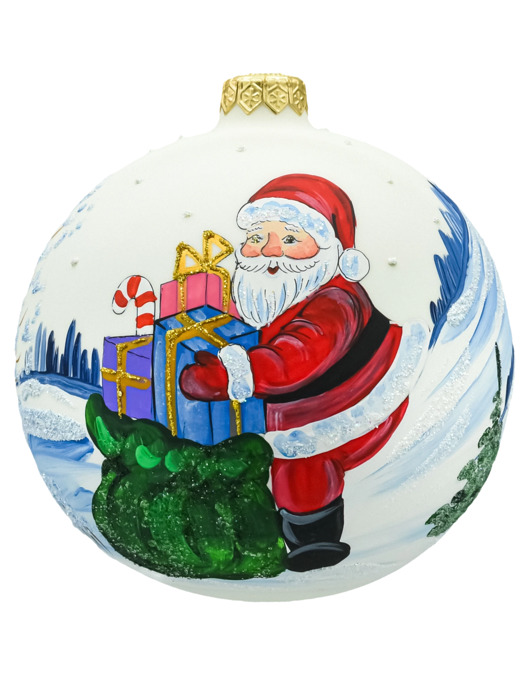 bombki Bombka okrągła: Mikołaj i zimowy pejzaż