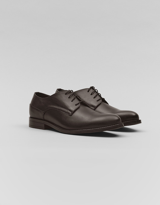 buty męskie Brązowe buty skórzane derby D004A