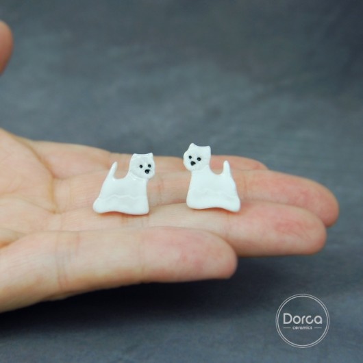 West westie mini pieski- ceramiczne kolczyki Dorca