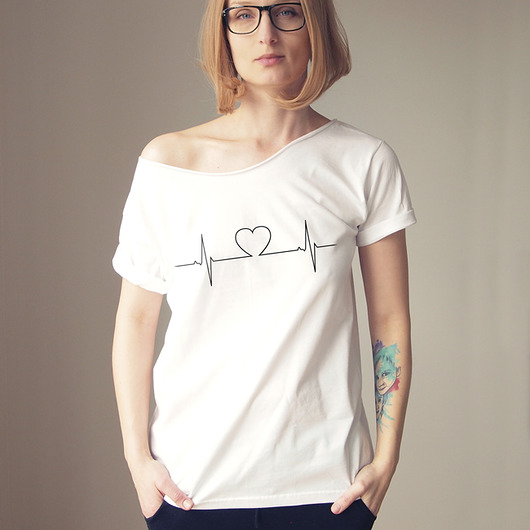 S-XXL Serce Pik Oversize Biały ONE MUG A DAY