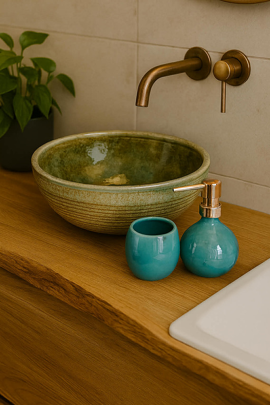 mydelniczki Zestaw łazienkowy akcesoria Dozownik na mydło Mydelniczka, turkusowa łazienka